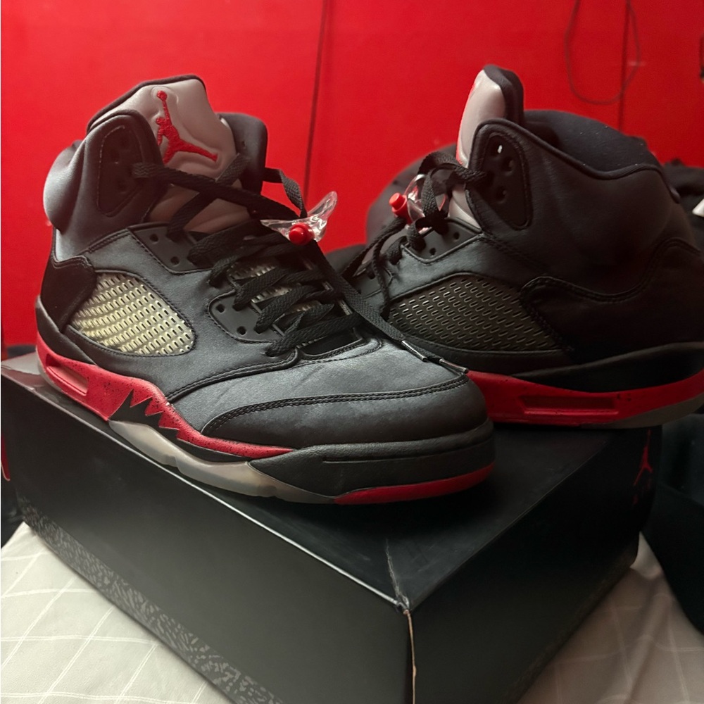 Jordan Black and Red High-Top Sneakers